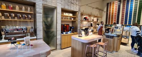 WeLase in a coffee store